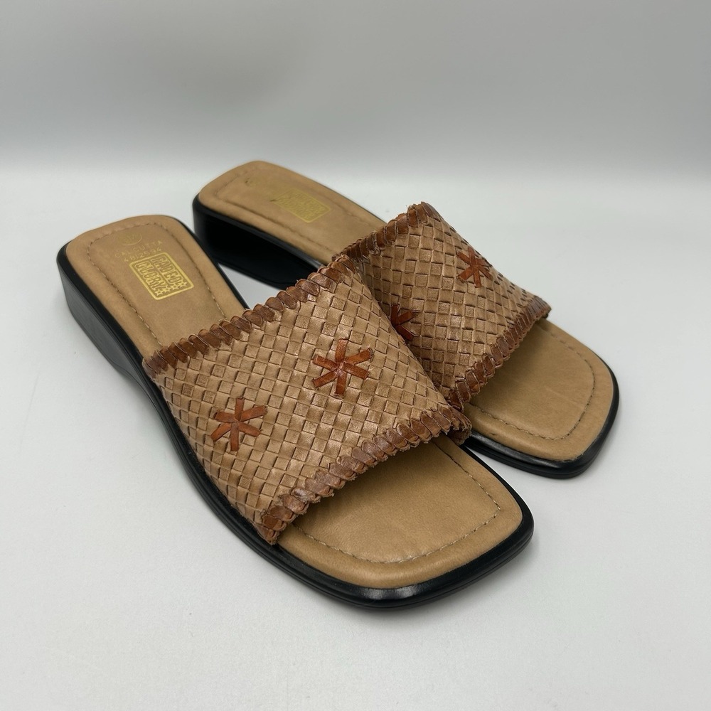 Vintage Faded Glory CALCUTTA 4812594 Boho Leather Sandals Brown Slides Size 6M